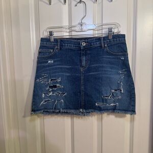 Allen B. By Allen Schwartz Blue Distressed Denim Mini Skirt